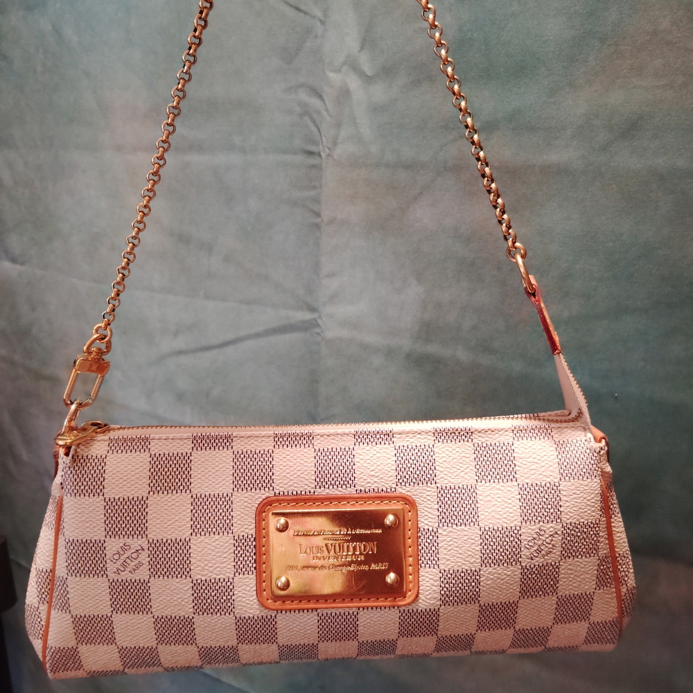 Louis Vuitton Damier Azur Canvas Shoulder Bag in White and Blue